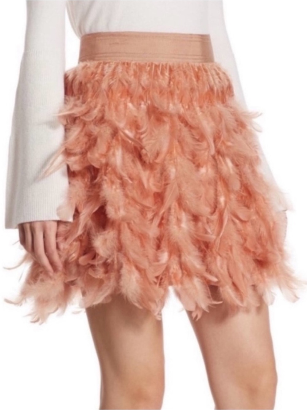 Alice + Olivia Peach Feather Mini Skirt